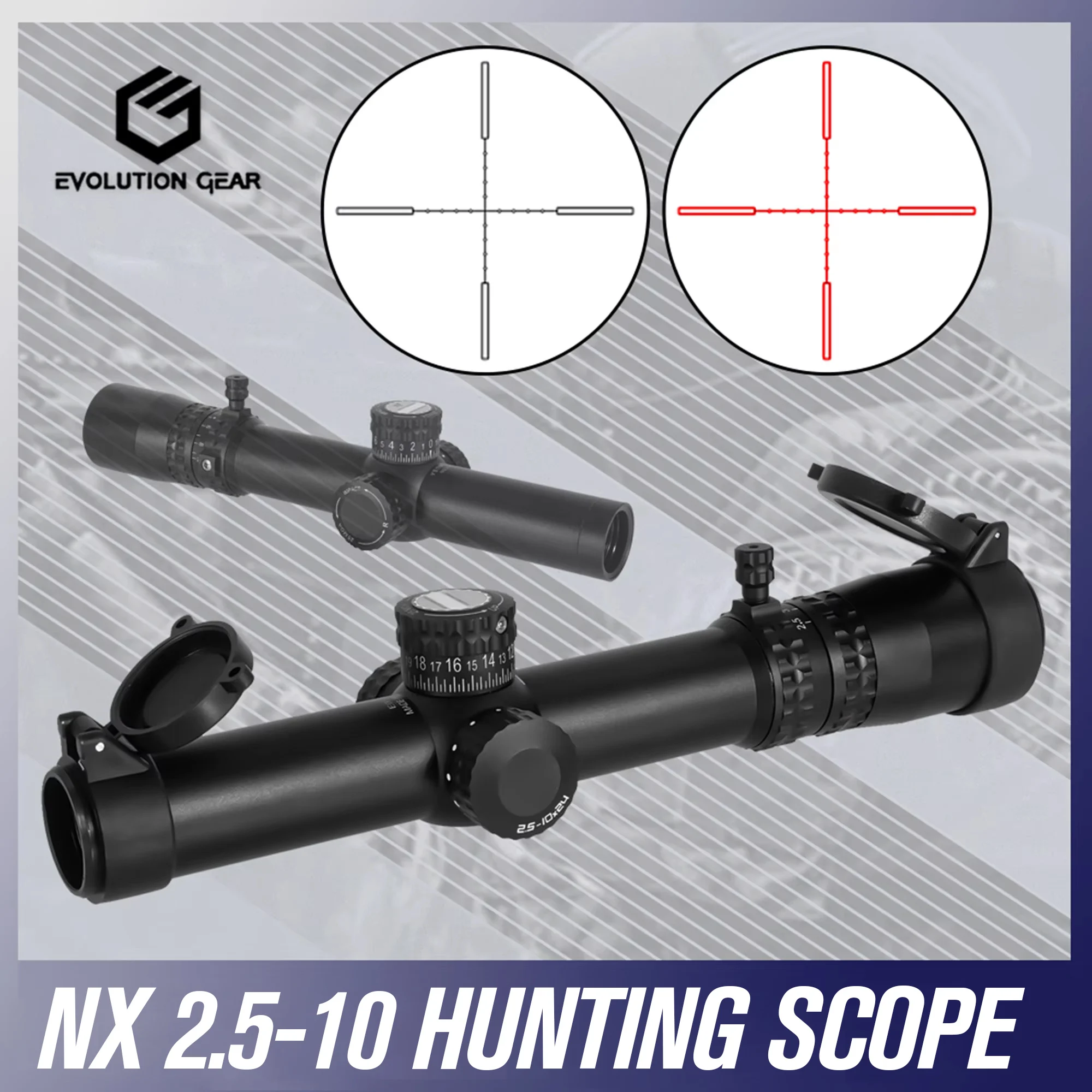 Оптический прицел EvolutionGear NXS 2.5-10x24mm для охоты, версия MS, с подсветкой прицельной сетки, SFP, SRP, для калибра 5.56
Оптический прицел EvolutionGear NXS 2.5-10x24mm для охоты, версия MS, с подсветкой прицельной сетки, SFP, SRP, для калибра 5.56