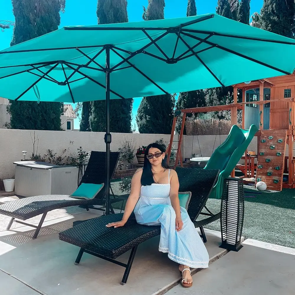 14t Patio Market Umbrella with Base Double-Sided RecOutdoor Table Sun Umbrellas with Crank 12 Heavy Duty Sturdy Ribs or Pool Bea
14t Patio Market Umbrella with Base Double-Sided RecOutdoor Table Sun Umbrellas with Crank 12 Heavy Duty Sturdy Ribs or Pool Bea