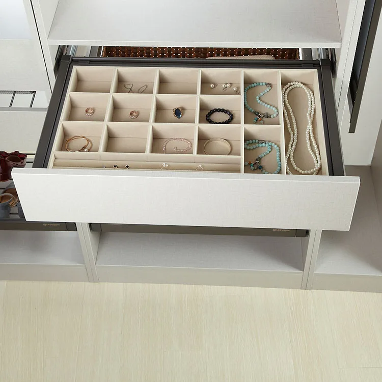 High-class Pull Out Wardrobe Drawer Divider Jewelry Box Tray Organizer Box for Bedroom
High-class Pull Out Wardrobe Drawer Divider Jewelry Box Tray Organizer Box for Bedroom
