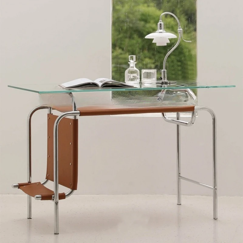 Stainless steel wandering desk simple household tempered glass writing table bedroom dressing table
Stainless steel wandering desk simple household tempered glass writing table bedroom dressing table