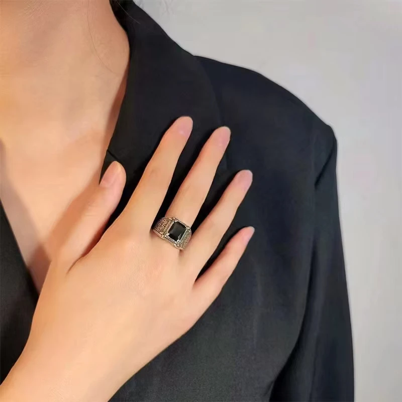 Huaya Men's Square Black Zirconia Turkish Signet Rings Silver Edging Opening Personality Ring Accessories
Huaya Men's Square Black Zirconia Turkish Signet Rings Silver Edging Opening Personality Ring Accessories