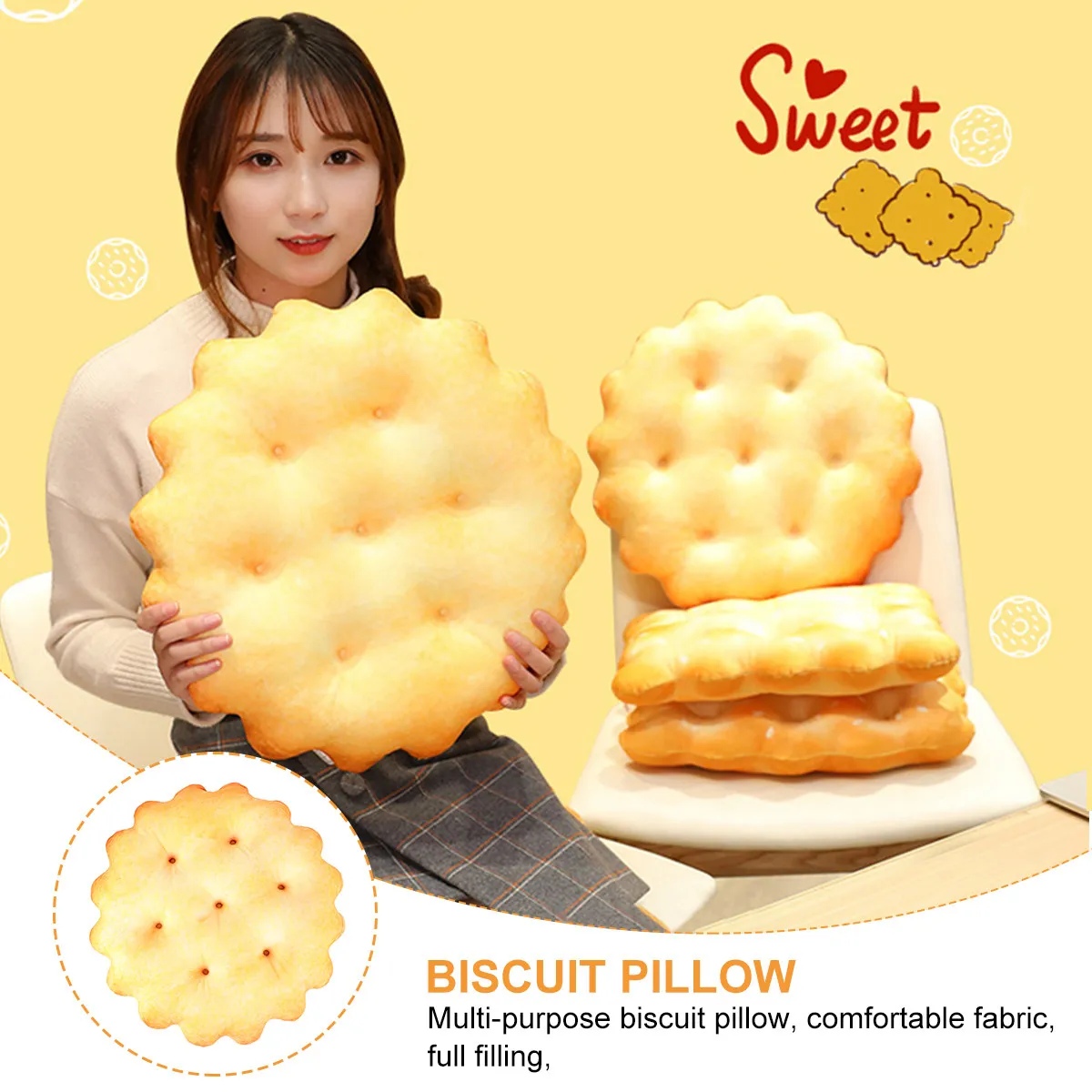 Biscuit Shaped Hugging Pillow Bolster for Sleep Aid Home Decoration Stress Relief Creative Bedside Companion
Biscuit Shaped Hugging Pillow Bolster for Sleep Aid Home Decoration Stress Relief Creative Bedside Companion