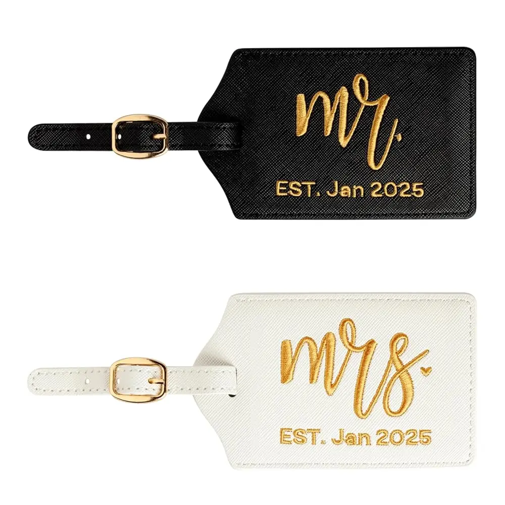 Mr and Mrs Est Luggage Tag, Embroidered Mr Mrs Luggage Tag with Est Date, Honeymoon Suitcase Accessories, Wedding Gift for Co
Mr and Mrs Est Luggage Tag, Embroidered Mr Mrs Luggage Tag with Est Date, Honeymoon Suitcase Accessories, Wedding Gift for Co