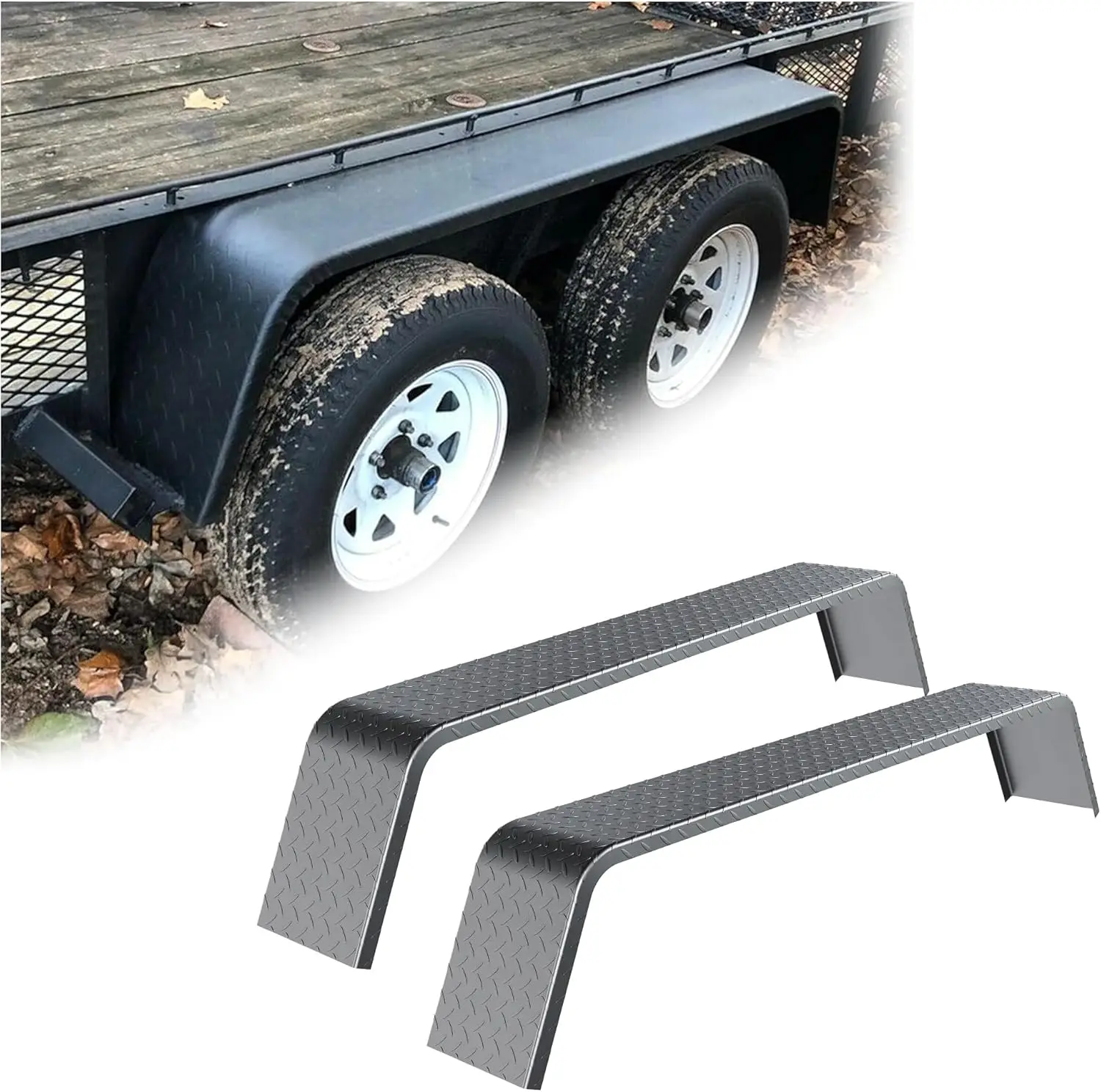 Heavy Duty Steel Diamond Tread Fenders 10-1/4 x 72-7/8 x 13 Inch for Car Hauler Cargo Utility Trailer 2 Pack
Heavy Duty Steel Diamond Tread Fenders 10-1/4 x 72-7/8 x 13 Inch for Car Hauler Cargo Utility Trailer 2 Pack