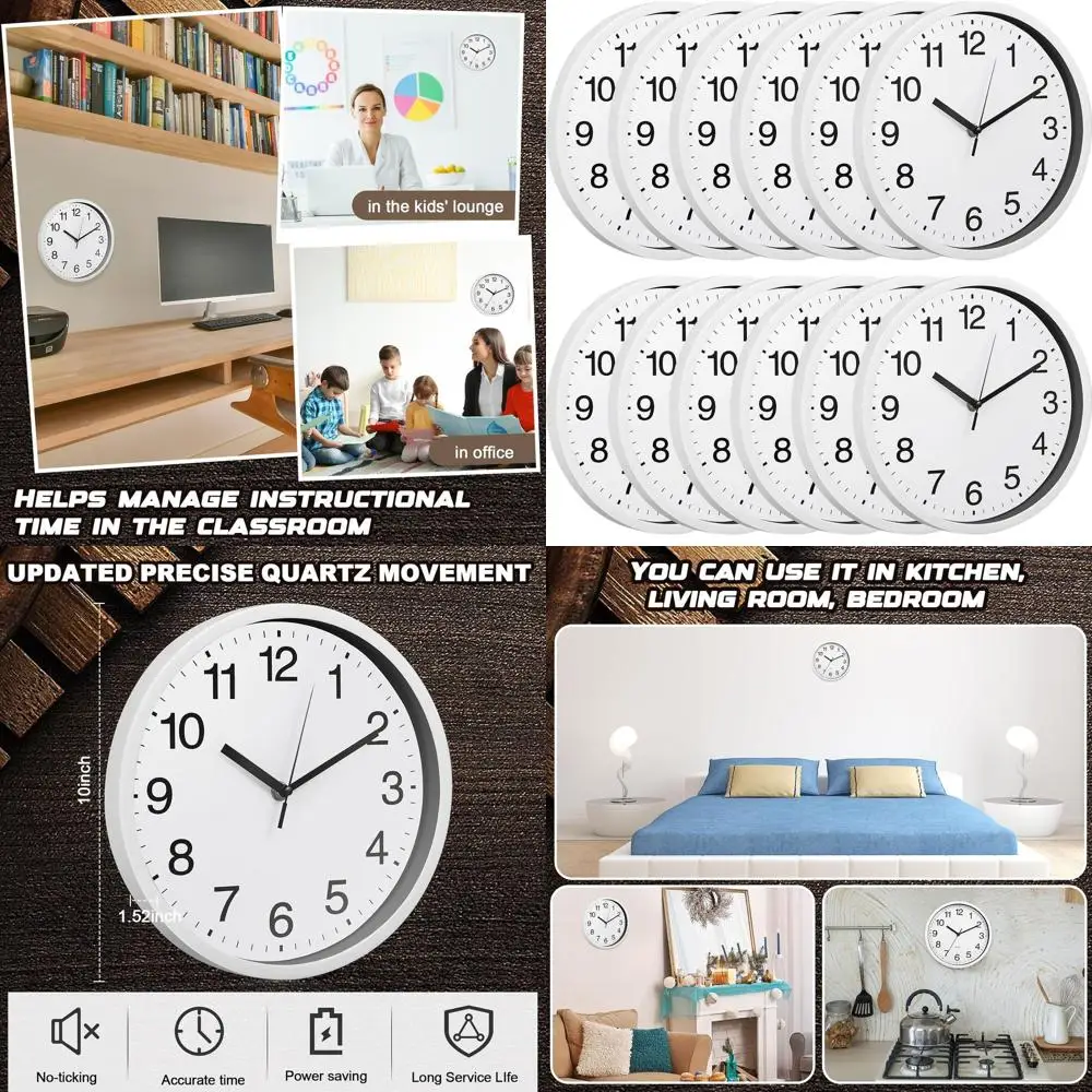 10 Quartz Analog Wall Clocks - Silent, Non-Ticking, Round, Easy Read, Battery-Powered for Various Rooms
10 Quartz Analog Wall Clocks - Silent, Non-Ticking, Round, Easy Read, Battery-Powered for Various Rooms
