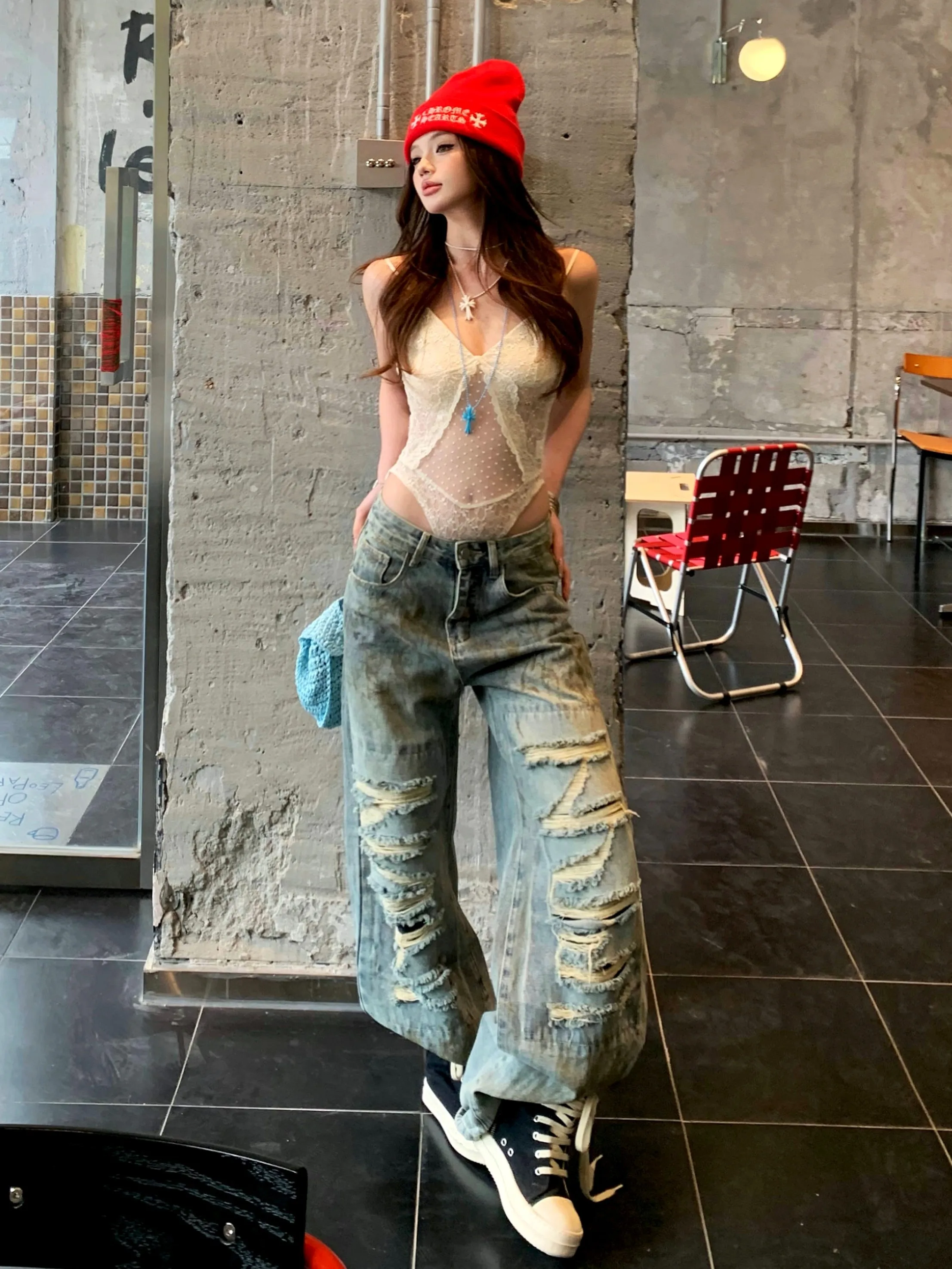Pure Desire Spicy Girl Two-Piece Set Summer 2026 New Lace Strap Jumpsuit Hole Denim Wide Leg Pants Chic Anti-Wrinkle Adult Wo...
Pure Desire Spicy Girl Two-Piece Set Summer 2026 New Lace Strap Jumpsuit Hole Denim Wide Leg Pants Chic Anti-Wrinkle Adult Wo...
