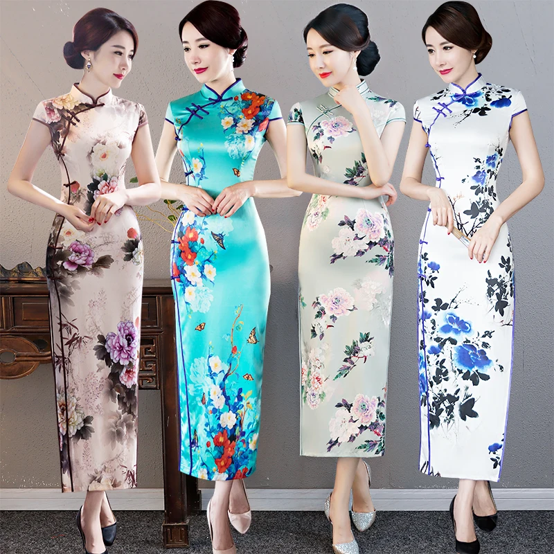 Dress Polyester Floral Print Long Modified Cheongsam Wrinkle Micro-Elastic Young Women's Retro Slim High-End Temperature Summer
Dress Polyester Floral Print Long Modified Cheongsam Wrinkle Micro-Elastic Young Women's Retro Slim High-End Temperature Summer