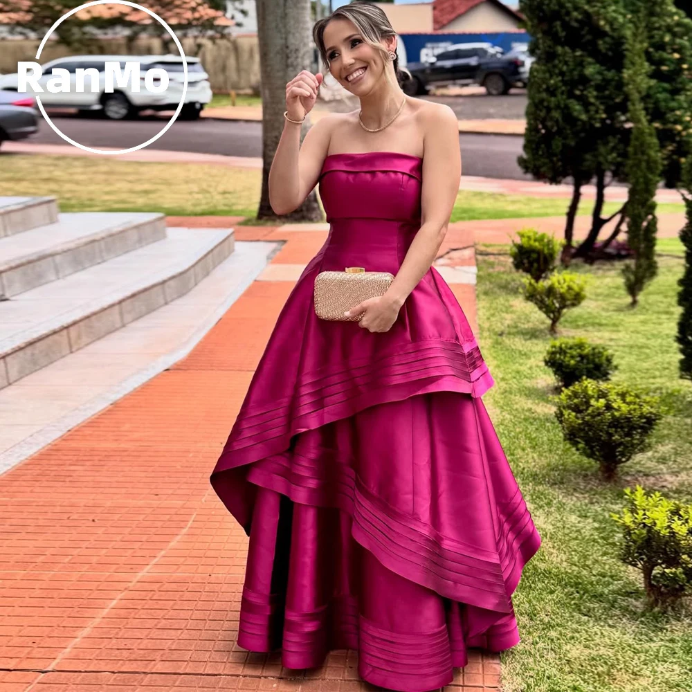 Ranmo Customized Strapless Evening Dress Pink Satin Sleeveless Gorgeous Ruched Prom Dresses Formal Occasion Ruffles Party Gown
Ranmo Customized Strapless Evening Dress Pink Satin Sleeveless Gorgeous Ruched Prom Dresses Formal Occasion Ruffles Party Gown
