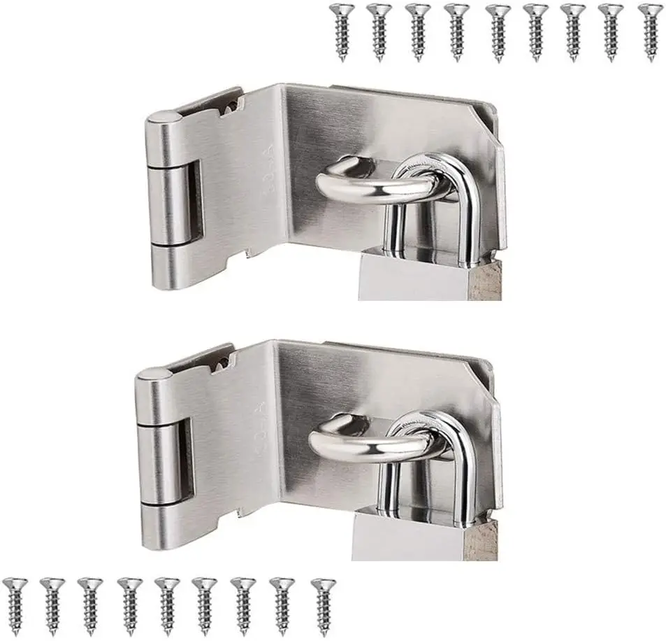 Stainless Steel 90 Degree Right Angle Padlock Hasp, 4 Inch, 2 Pack for Gates, Doors
Stainless Steel 90 Degree Right Angle Padlock Hasp, 4 Inch, 2 Pack for Gates, Doors