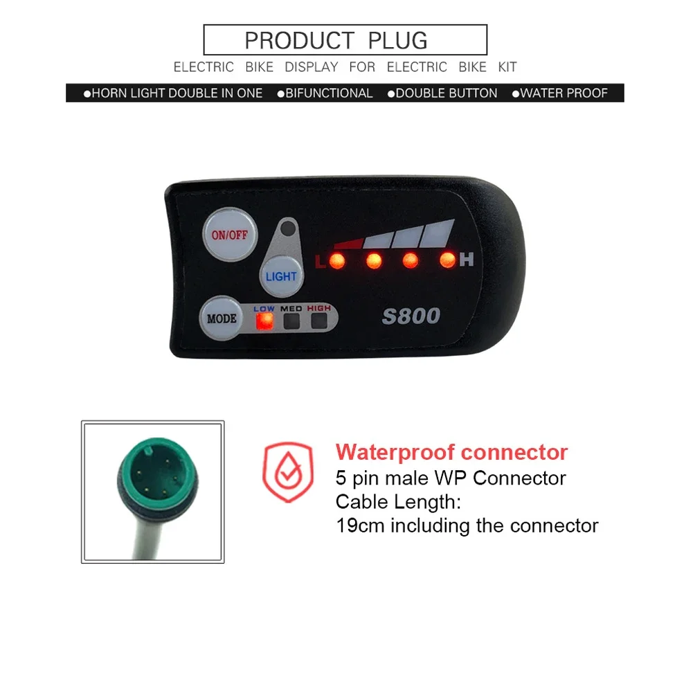 Electric Bicycle 36V48V S800 LED LCD Meter Control Panel Display For Ebike 5 Pin Waterproof Plug Connector For JN Controller
Electric Bicycle 36V48V S800 LED LCD Meter Control Panel Display For Ebike 5 Pin Waterproof Plug Connector For JN Controller