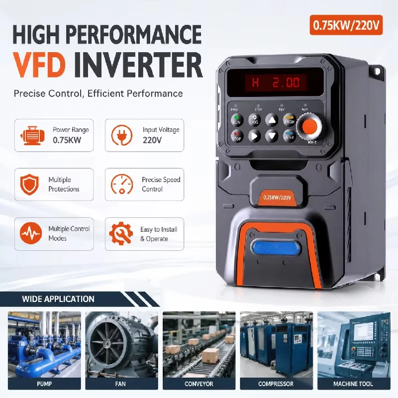 0.75KW 800M Single Phase 220v 240v Vfd Drive Small Power Frequency Inverter for Motor Pump Fan
0.75KW 800M Single Phase 220v 240v Vfd Drive Small Power Frequency Inverter for Motor Pump Fan