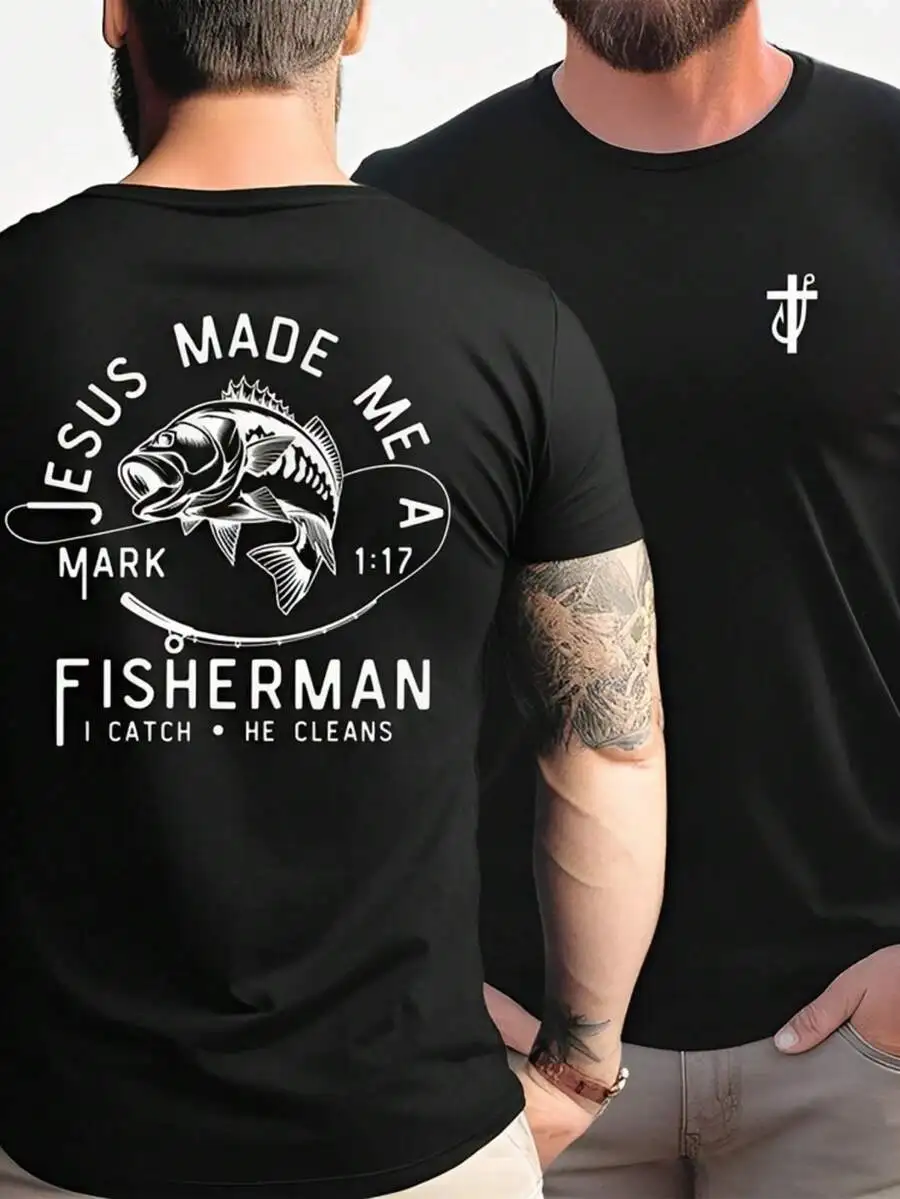 Mens Cotton T-Shirt With Bible Verse Print Casual Tee
Mens Cotton T-Shirt With Bible Verse Print Casual Tee