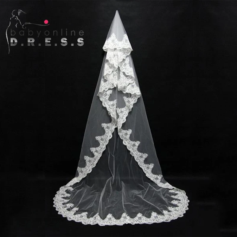 BABYONLINE Flower Lace Appliques Veil with Comb 1 Tier Veil 3mx1.5m Long Cathedral Length Weding Bride Accessories
BABYONLINE Flower Lace Appliques Veil with Comb 1 Tier Veil 3mx1.5m Long Cathedral Length Weding Bride Accessories