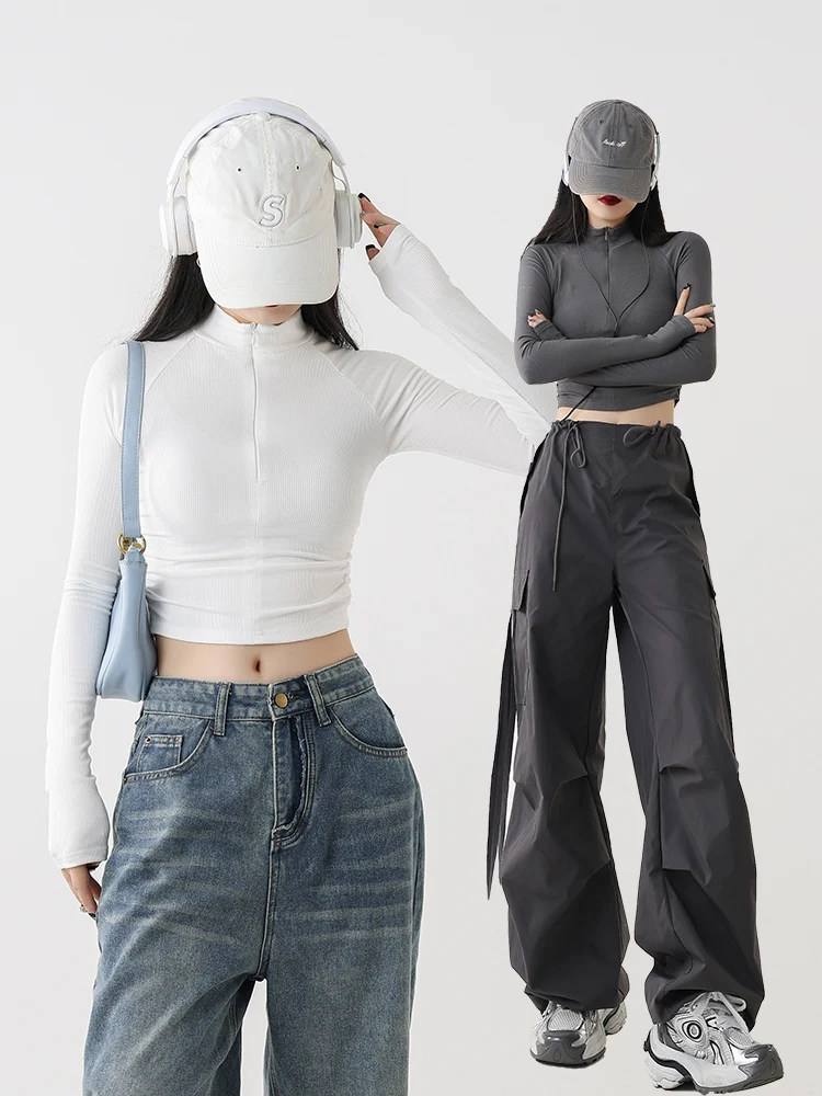 Women's Base Shirt Design Sense Half Zipper Stand Collar Inner Wear T-Shirt Short Style Top Autumn Season Regular Fit Pure Color
Women's Base Shirt Design Sense Half Zipper Stand Collar Inner Wear T-Shirt Short Style Top Autumn Season Regular Fit Pure Color