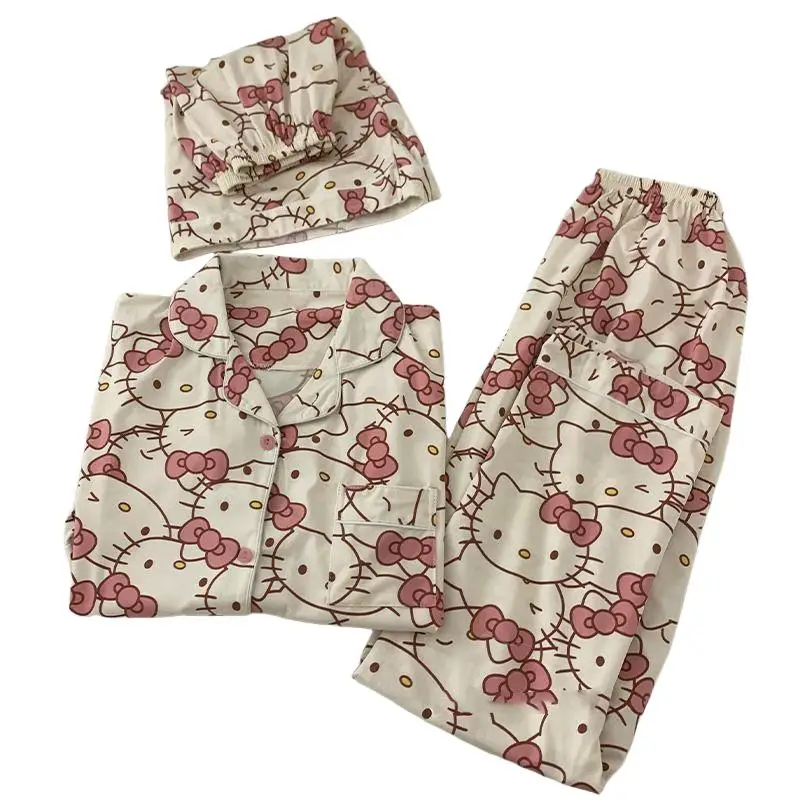 Sanrio Cute Pajamas Hello Kittys Summer Kawaii Girls Three Piece Set Trousers Comfortable Casual Breathable Cartoon Home Clothes
Sanrio Cute Pajamas Hello Kittys Summer Kawaii Girls Three Piece Set Trousers Comfortable Casual Breathable Cartoon Home Clothes