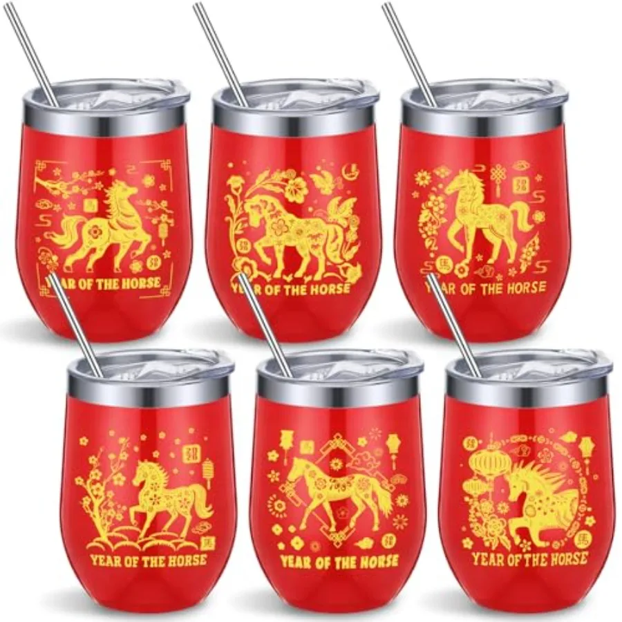 Набор из 6 термокружек из нержавеющей стали с двойными стенками и вакуумной изоляцией, 350 мл, для Китайского Нового года 2026 года (Год Лошади), подарочный набор с крышкой
Набор из 6 термокружек из нержавеющей стали с двойными стенками и вакуумной изоляцией, 350 мл, для Китайского Нового года 2026 года (Год Лошади), подарочный набор с крышкой