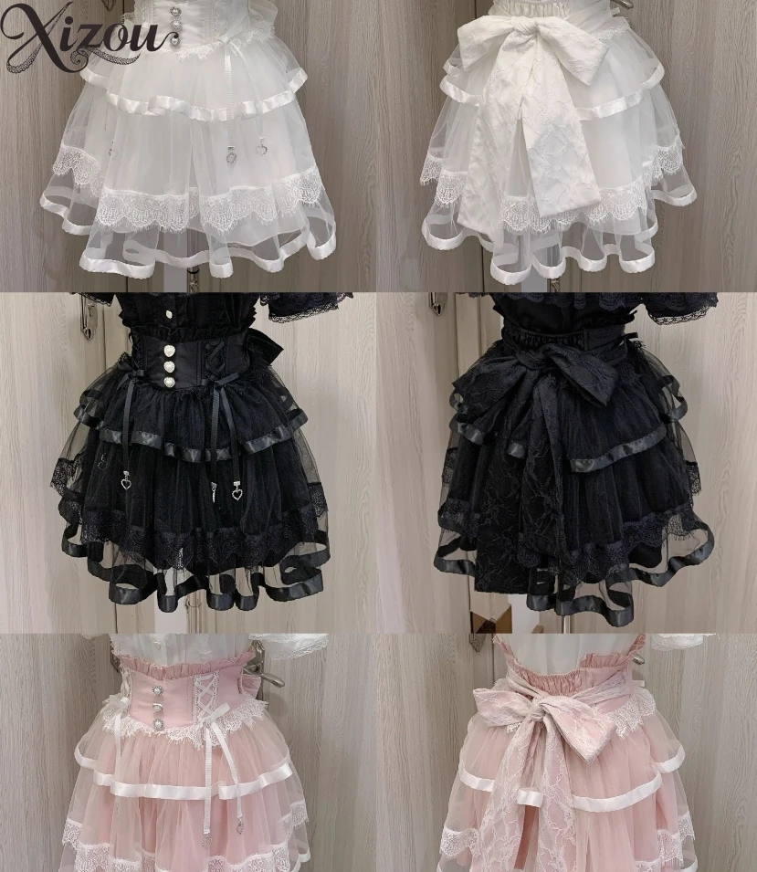 Lolita Japanese Style Short Mini Skirt Fashion Summer Sweet Cute Bow Lace Mesh Summer New Fitting Elegant Pleated Casual Skirts
Lolita Japanese Style Short Mini Skirt Fashion Summer Sweet Cute Bow Lace Mesh Summer New Fitting Elegant Pleated Casual Skirts