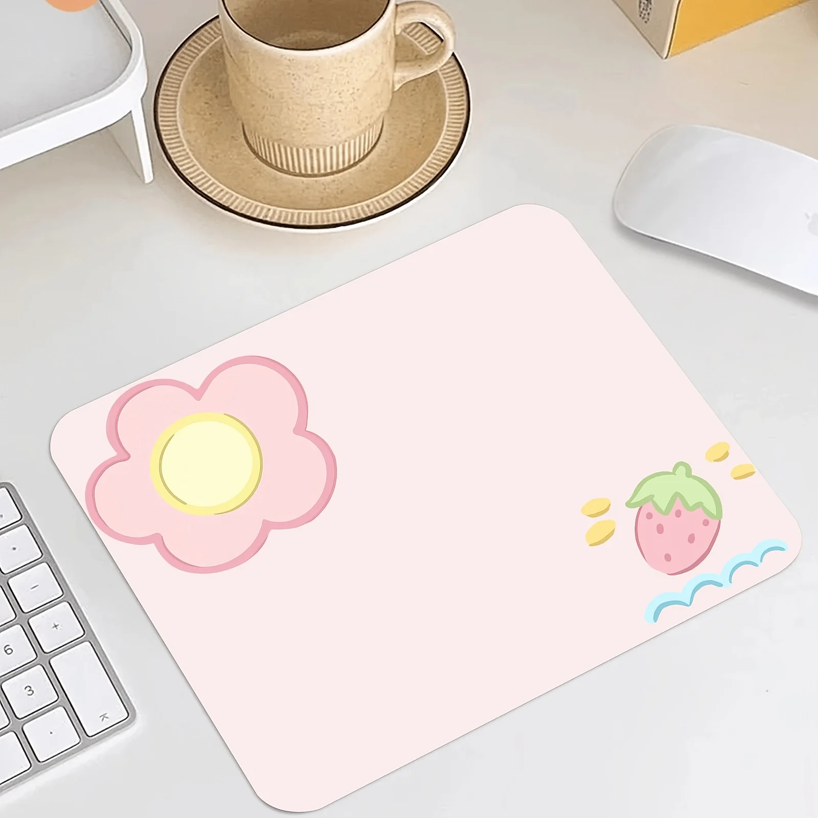 Pink strawberry and floral mousepads are anti-slip, waterproof and washable, making them suitable for home and office decoration
Pink strawberry and floral mousepads are anti-slip, waterproof and washable, making them suitable for home and office decoration