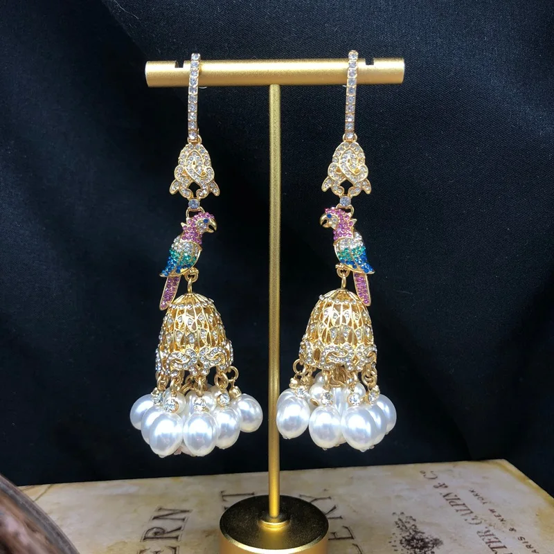 Жемчужные серьги в дворцовом стиле со стразами, серьги в форме попугая и птичьей клетки, роскошные женские украшения для вечеринок
Жемчужные серьги в дворцовом стиле со стразами, серьги в форме попугая и птичьей клетки, роскошные женские украшения для вечеринок