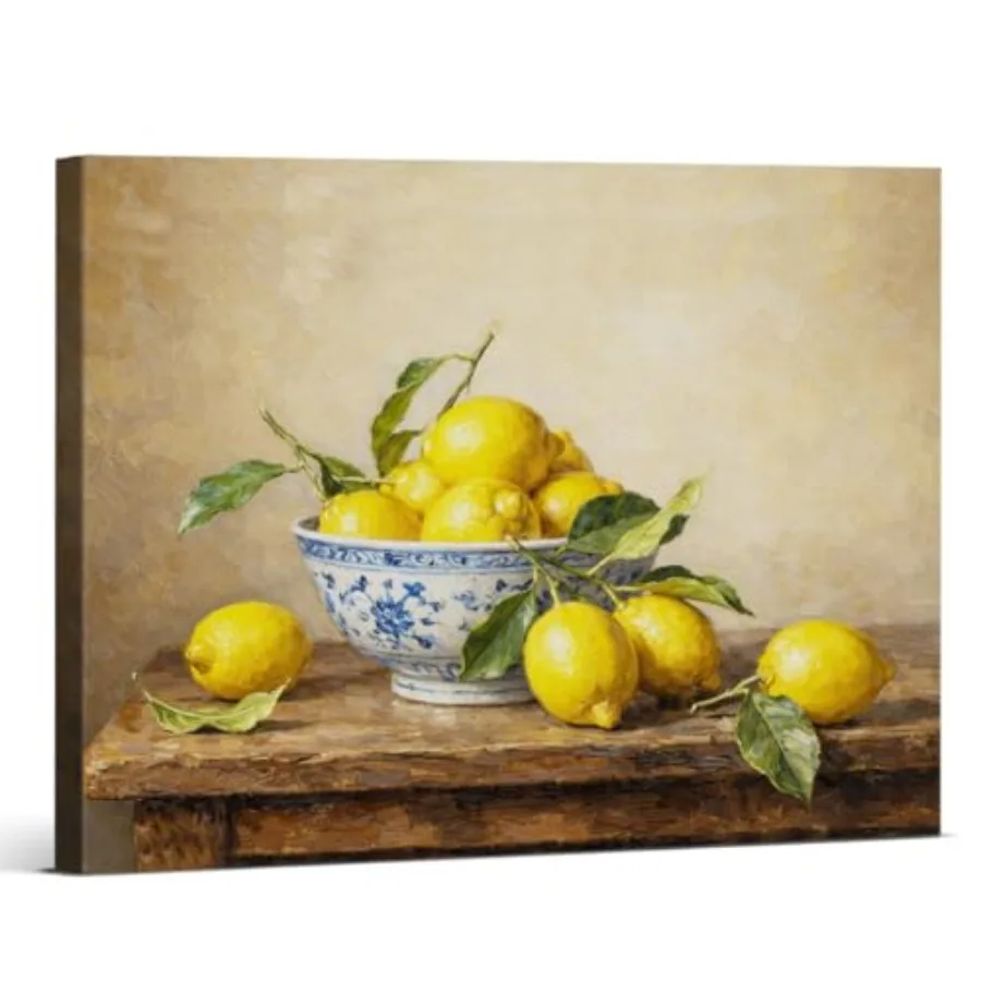 Vintage Lemon Wall Art Print - Retro Lemons Still Life Painting Picture - Farmhouse Artwork Wall Decor for Home Kitchen Dining
Vintage Lemon Wall Art Print - Retro Lemons Still Life Painting Picture - Farmhouse Artwork Wall Decor for Home Kitchen Dining