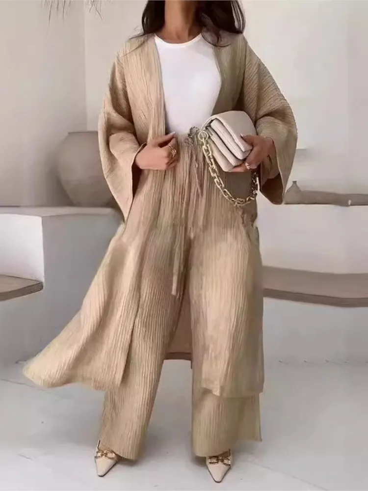 Autumn New Coat Pants Sets Women Elegant Solid Loose Two-piece Set Casual Long Cardigan Windbreaker And Wide Leg Pants Suit Lady
Autumn New Coat Pants Sets Women Elegant Solid Loose Two-piece Set Casual Long Cardigan Windbreaker And Wide Leg Pants Suit Lady