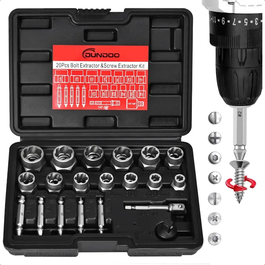 20PCS Bolt Extractor Set Easy Out Screw Extractor Kit 3 8 Drive Impact Stripped Bolt Remover Extractor Socket Set Tool for Remo
20PCS Bolt Extractor Set Easy Out Screw Extractor Kit 3 8 Drive Impact Stripped Bolt Remover Extractor Socket Set Tool for Remo