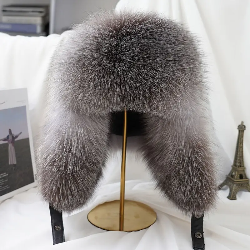 New Winter Men's 100% Real Silver Fox Fur Bomber Hat Raccoon Fur Ushanka Cap Trapper Russian Man Ski Hats Caps Real Leather
New Winter Men's 100% Real Silver Fox Fur Bomber Hat Raccoon Fur Ushanka Cap Trapper Russian Man Ski Hats Caps Real Leather