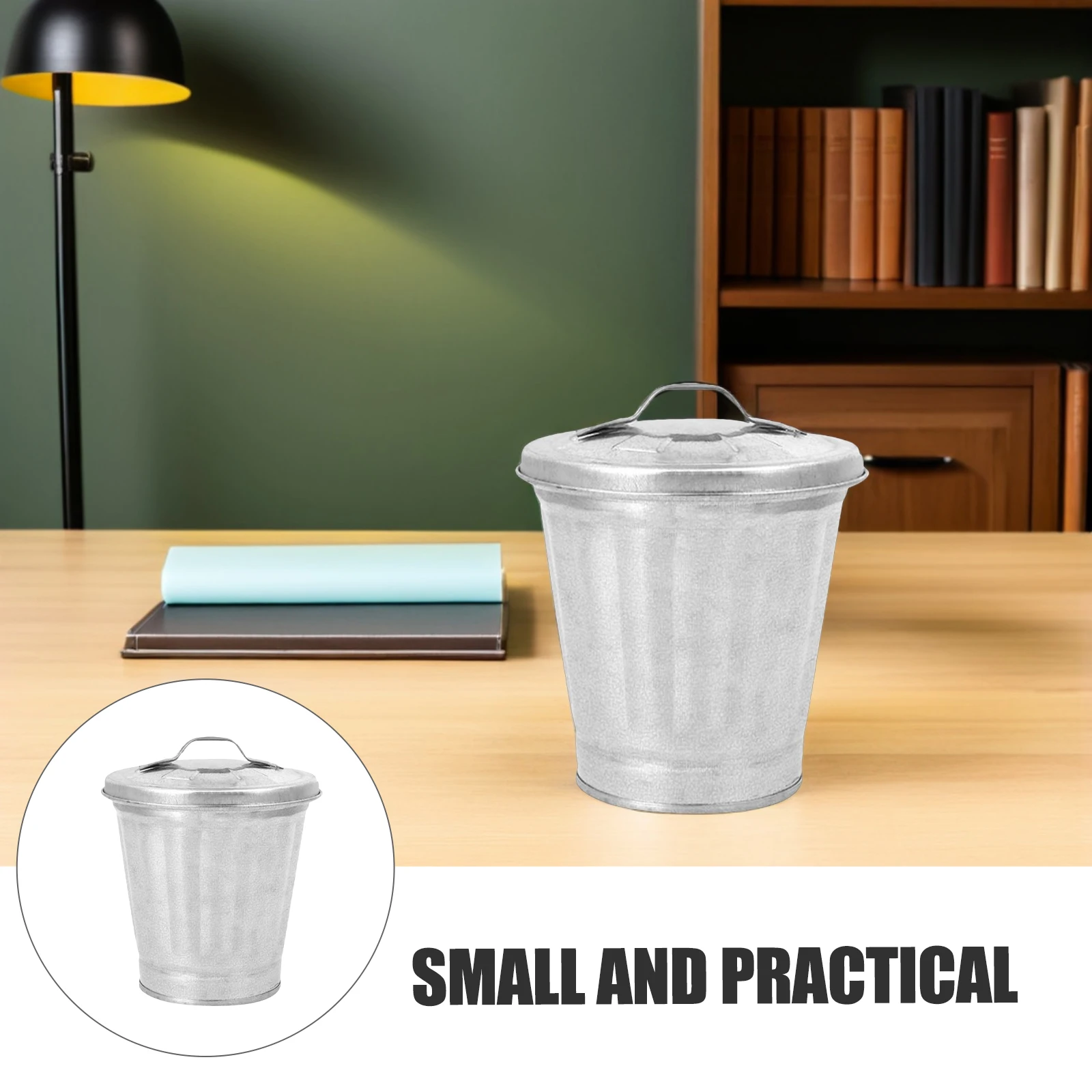 2pcs Desktop Trash Can Galvanized Iron Bucket Lid Storage Organizer Home Office School Small Wastebasket Flower Pot Pen Holder 
2pcs Desktop Trash Can Galvanized Iron Bucket Lid Storage Organizer Home Office School Small Wastebasket Flower Pot Pen Holder