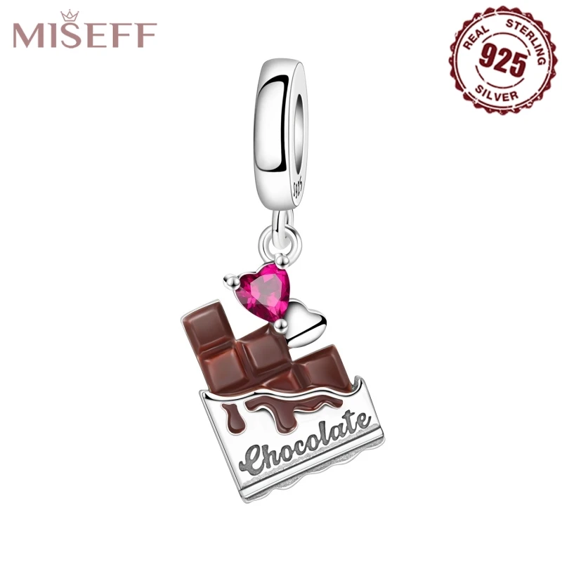 MISEFF Real 100% 925 Sterling Silver Chocolate Heart Charms Beads Original Bracelets Delicious Food Jewelry Party Birthday
MISEFF Real 100% 925 Sterling Silver Chocolate Heart Charms Beads Original Bracelets Delicious Food Jewelry Party Birthday