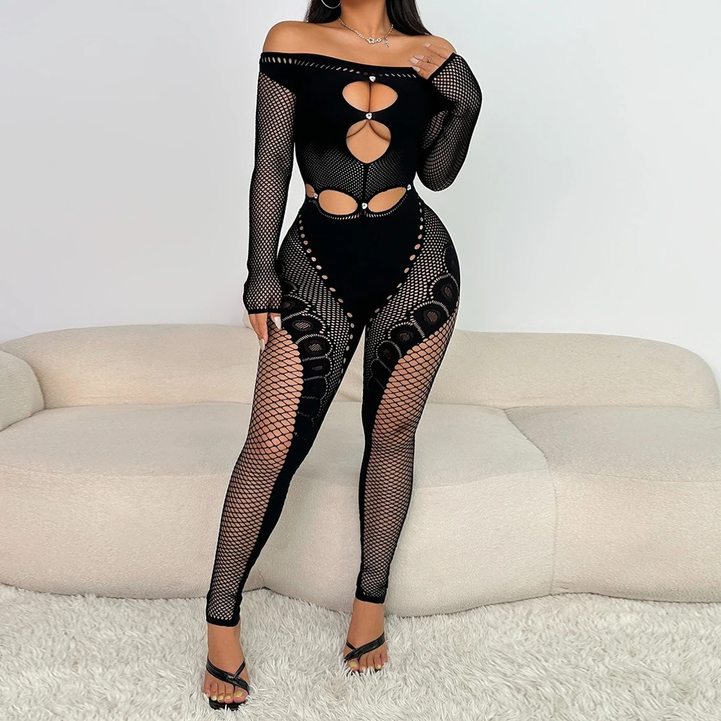 Women Jumpsuits Solid Lace Rompers Mesh Hollow Out Slash Neck Long Sleeves Ankle Length Pants Slim Fit Streetwear 2025 Summer
Women Jumpsuits Solid Lace Rompers Mesh Hollow Out Slash Neck Long Sleeves Ankle Length Pants Slim Fit Streetwear 2025 Summer