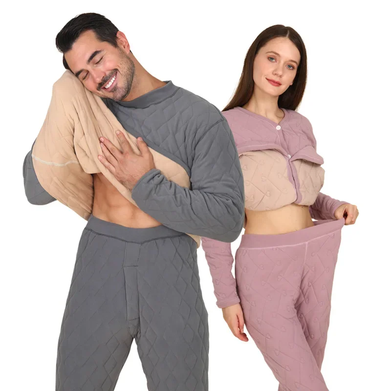 Couples 600g Thermal Underwear Men's Suit Super Thick Plus Fleece Three Layers of Cotton Young Winter Winter Winter Long Johns
Couples 600g Thermal Underwear Men's Suit Super Thick Plus Fleece Three Layers of Cotton Young Winter Winter Winter Long Johns