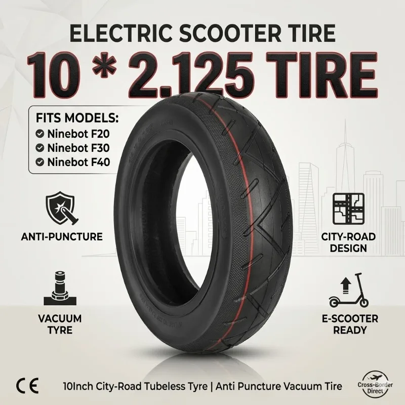 New 10x2.125 Tubeless Anti-Puncture Tire Thickened City Road for Ninebot F20 F30 F40 E-Scooter
New 10x2.125 Tubeless Anti-Puncture Tire Thickened City Road for Ninebot F20 F30 F40 E-Scooter