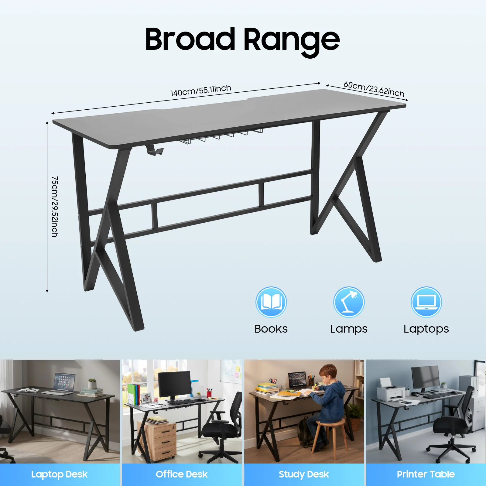 Computer Desk, Home Office Writing Desk, Ergonomic Student Writing Desk Gaming Desk 120x60/140x60
Computer Desk, Home Office Writing Desk, Ergonomic Student Writing Desk Gaming Desk 120x60/140x60