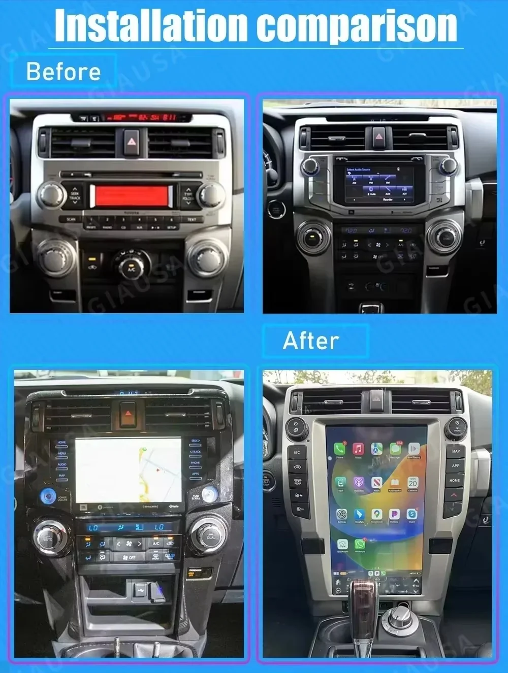 15.6" Car Radio for Toyota 4Runner 2010-2024 Wireless CarPlay Android Auto GPS Navigation Screen multimedia Stereo Head Unit
15.6" Car Radio for Toyota 4Runner 2010-2024 Wireless CarPlay Android Auto GPS Navigation Screen multimedia Stereo Head Unit