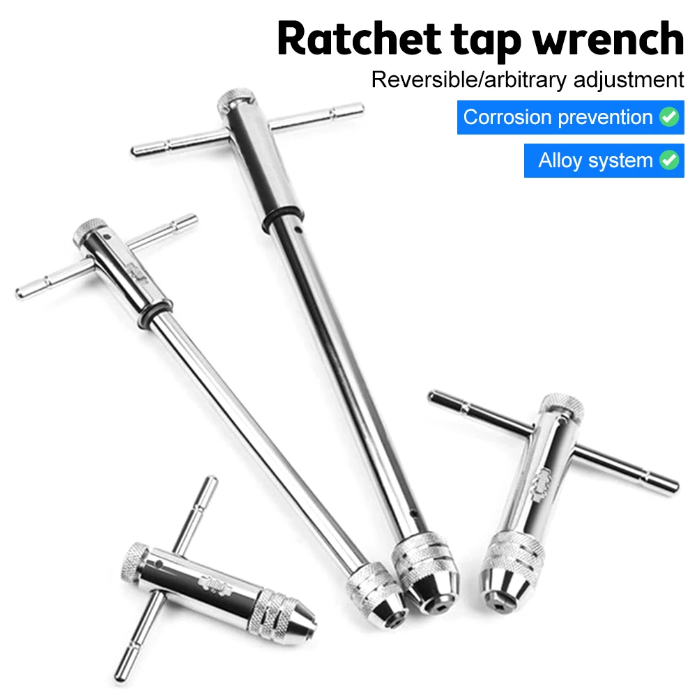Adjustable M3-8 M5-12 T-Handle Ratchet Tap Wrench Tap Screw Holder Male Thread Metric Plug Mechanical Workshop Tools Hand Tool
Adjustable M3-8 M5-12 T-Handle Ratchet Tap Wrench Tap Screw Holder Male Thread Metric Plug Mechanical Workshop Tools Hand Tool