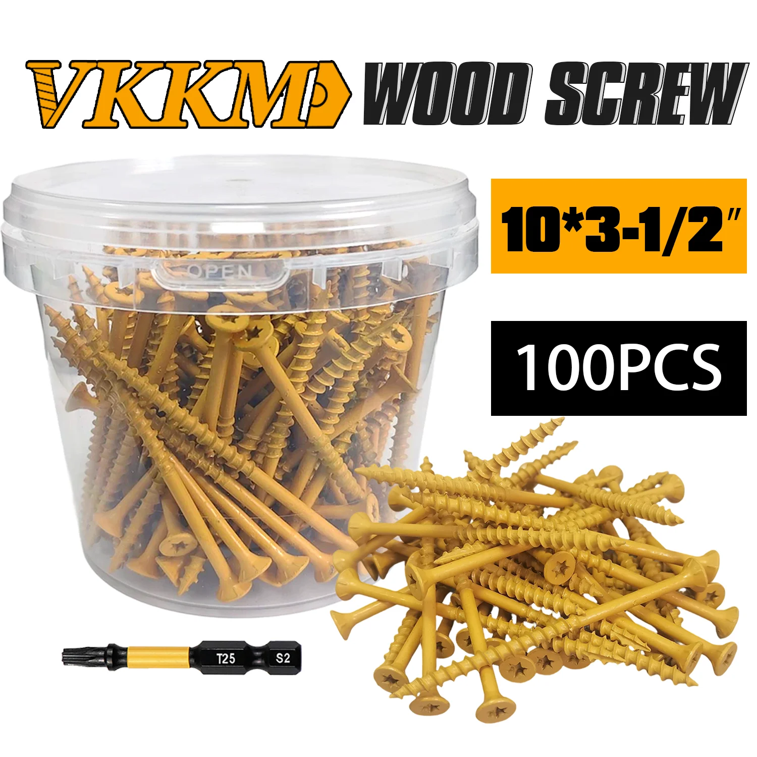 VKKM Deck Screws 3-1/2 Inch, Wood Screws #10 x 3-1/2", 100 PCS, Rust Resistant Coated, T25 Screws, T25 Star Bit Included, Tan
VKKM Deck Screws 3-1/2 Inch, Wood Screws #10 x 3-1/2", 100 PCS, Rust Resistant Coated, T25 Screws, T25 Star Bit Included, Tan