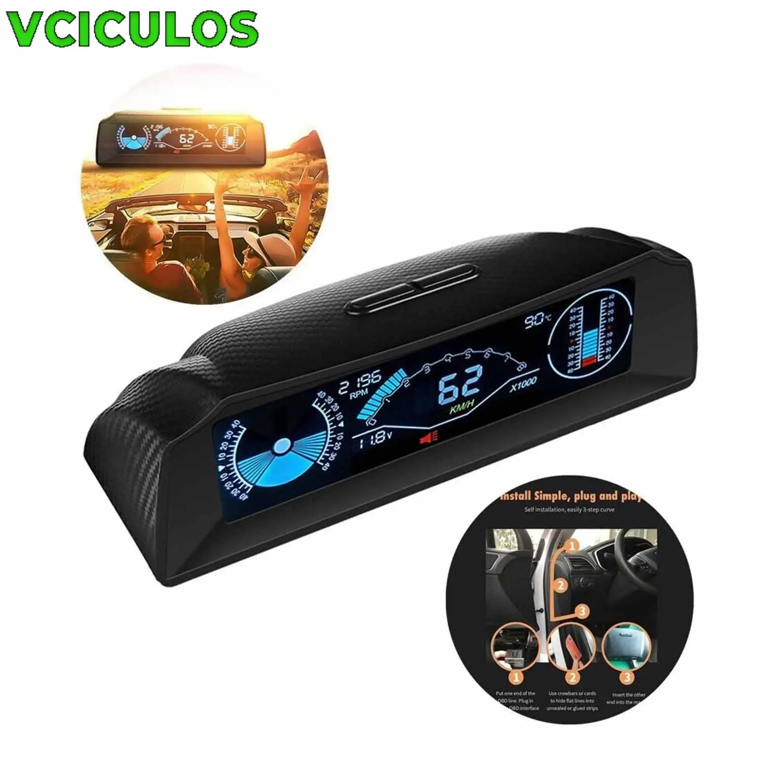 1Pc Car OBD2 Multi-function Gauge HUD Head-Up-Digital Speedometer Slope Display Car Interior Exterior Accessories Parts
1Pc Car OBD2 Multi-function Gauge HUD Head-Up-Digital Speedometer Slope Display Car Interior Exterior Accessories Parts