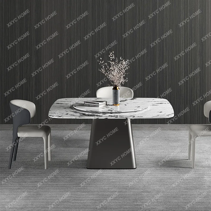 MC light luxury slate dining table round table minimalist stainless steel feet swivel with turntable
MC light luxury slate dining table round table minimalist stainless steel feet swivel with turntable