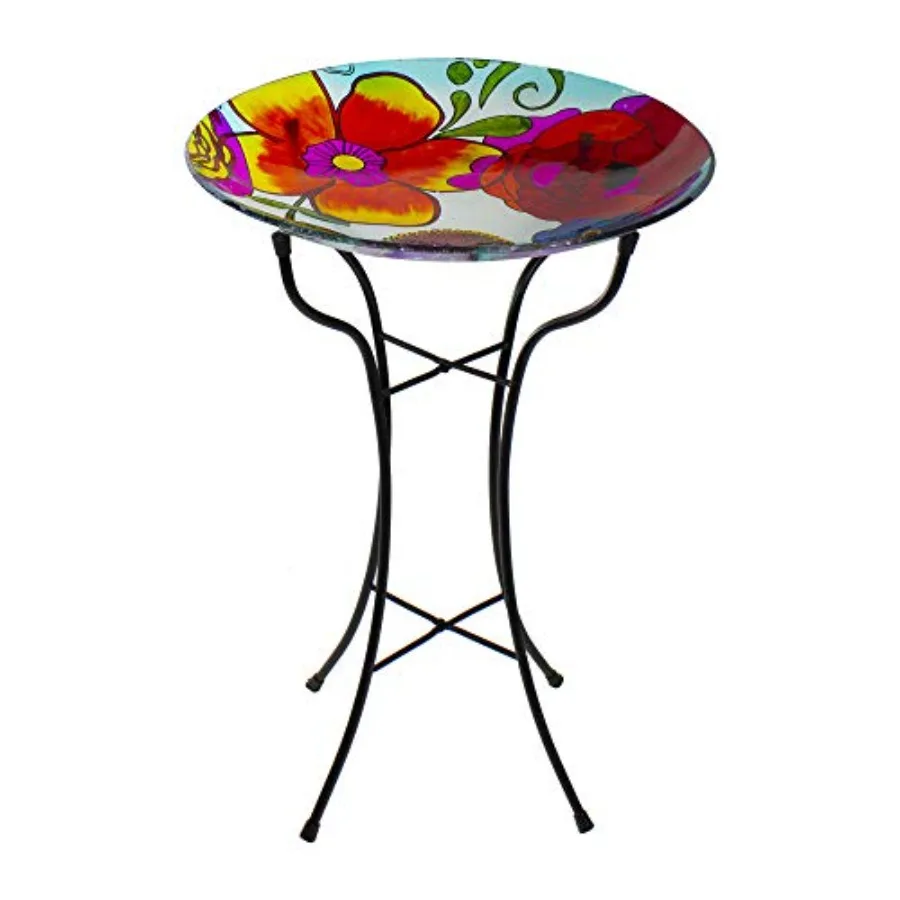 18" Multi-Colored Hand Painted Glass Floral Pattern Outdoor Patio Bird Bath
18" Multi-Colored Hand Painted Glass Floral Pattern Outdoor Patio Bird Bath