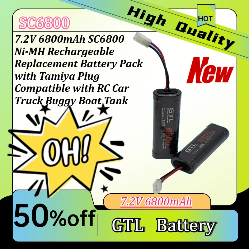 7.2V 6800mAh SC6800 Ni-MH Rechargeable Replacement Battery Pack with Tamiya Plug Compatible with RC Car Truck Buggy Boat Tank
7.2V 6800mAh SC6800 Ni-MH Rechargeable Replacement Battery Pack with Tamiya Plug Compatible with RC Car Truck Buggy Boat Tank