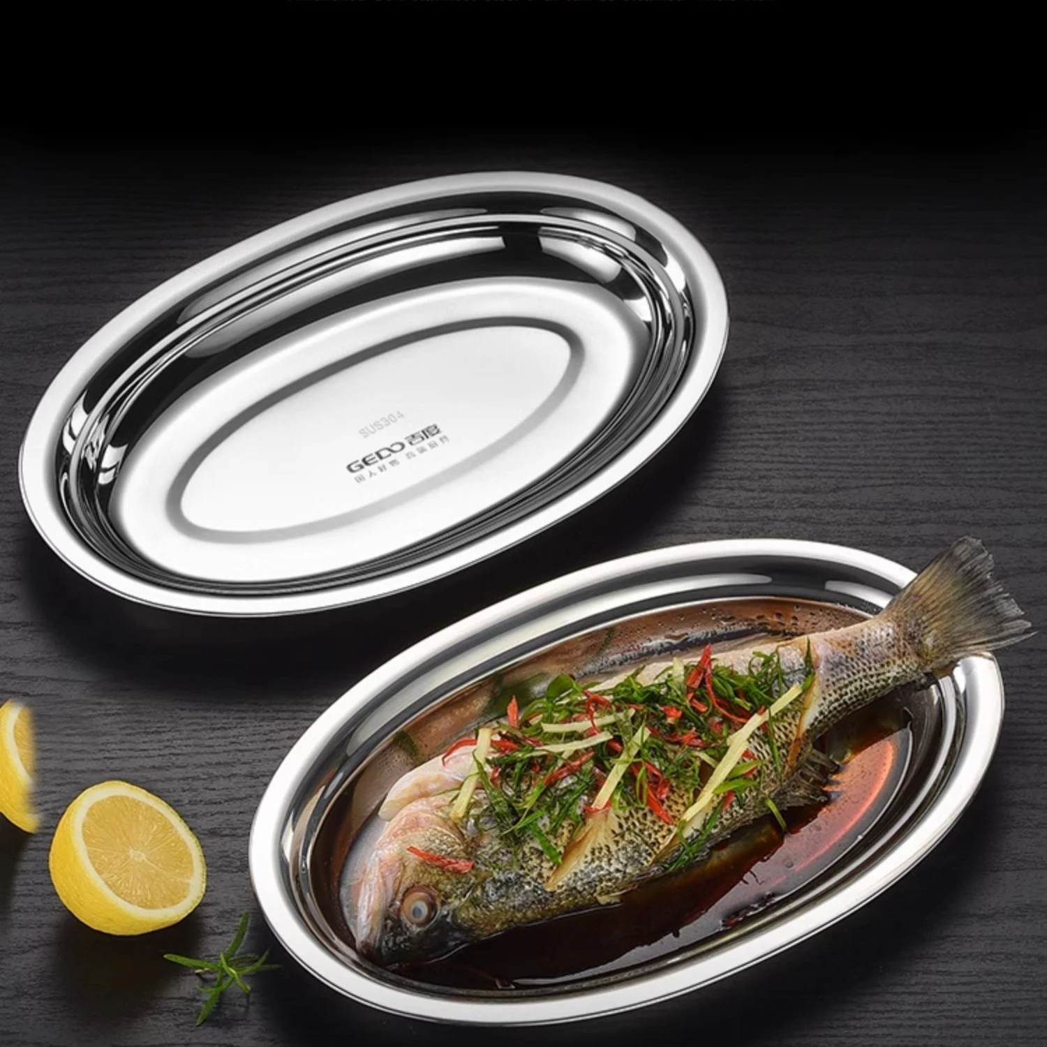 LFGB Certificated 304 Stainless Steel Fish Steaming Plate Ultra Durable Never Broken Seafood Dish Easily Clean Barbecue Cutlery
LFGB Certificated 304 Stainless Steel Fish Steaming Plate Ultra Durable Never Broken Seafood Dish Easily Clean Barbecue Cutlery