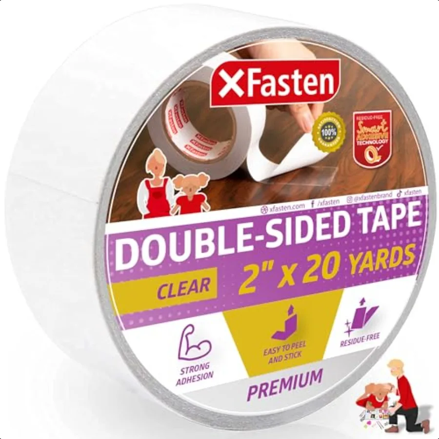 XFasten Clear Double Sided Sticky Tape Removable 2Inches x 20Yards Single Roll Ideal as an AntiScratch Cat Training Tape Holdin
XFasten Clear Double Sided Sticky Tape Removable 2Inches x 20Yards Single Roll Ideal as an AntiScratch Cat Training Tape Holdin