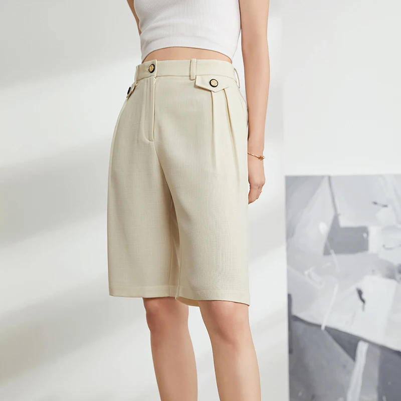 Short Pants Women Elegant 60% Acetate Simple Design Solid Straight Button Pockets Knee Length New Fashion
Short Pants Women Elegant 60% Acetate Simple Design Solid Straight Button Pockets Knee Length New Fashion