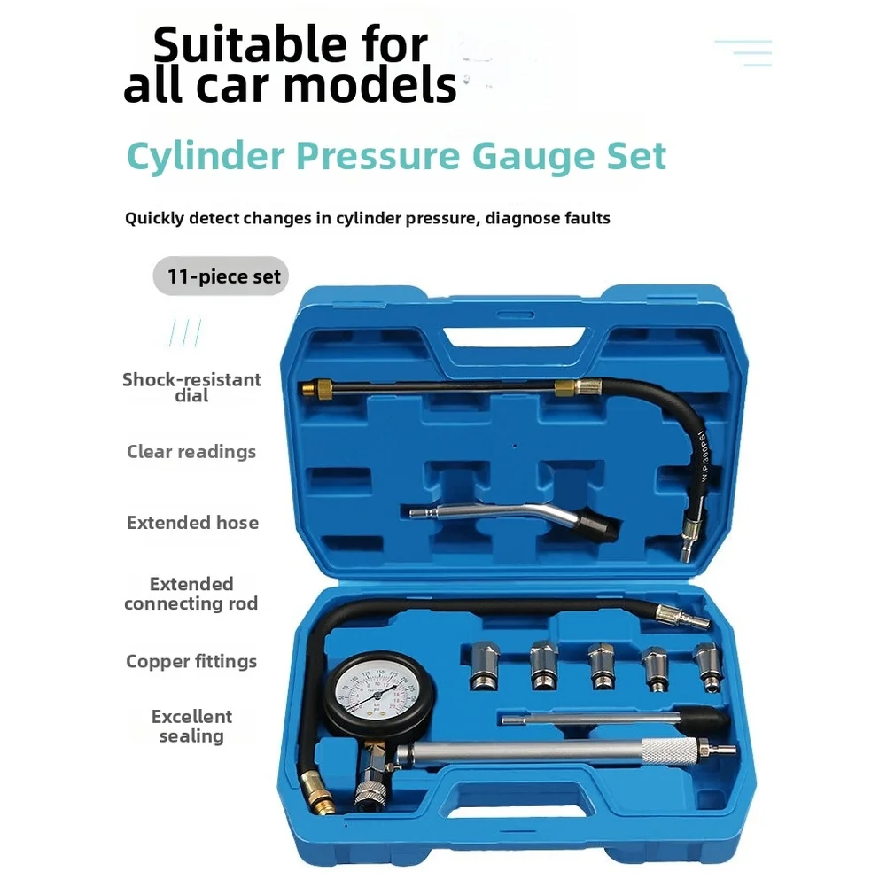 11 Piece Cylinder Pressure Gauge Kit for Car Engine Testing 0-300 PSI 0-20 BAR Dual Scale with Alloy Construction
11 Piece Cylinder Pressure Gauge Kit for Car Engine Testing 0-300 PSI 0-20 BAR Dual Scale with Alloy Construction