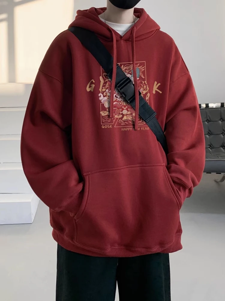 Red Hoodie Men's Autumn Winter Heavyweight Dragon Year Luy Year American Sle Youth Loose Fit Sweatirt Cotton Polyester
Red Hoodie Men's Autumn Winter Heavyweight Dragon Year Luy Year American Sle Youth Loose Fit Sweatirt Cotton Polyester