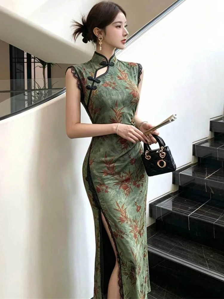 2026 New Green Flocking Floral Cheongsam Dress Elegant Luxury Gala Dress Women Summer Korean Bodycon Festival Party Night Dress
2026 New Green Flocking Floral Cheongsam Dress Elegant Luxury Gala Dress Women Summer Korean Bodycon Festival Party Night Dress