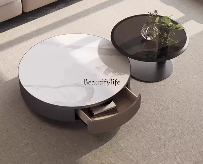Italian light luxury rock slab round coffee table combination high-end minimalist household stainless steel coffee table
Italian light luxury rock slab round coffee table combination high-end minimalist household stainless steel coffee table