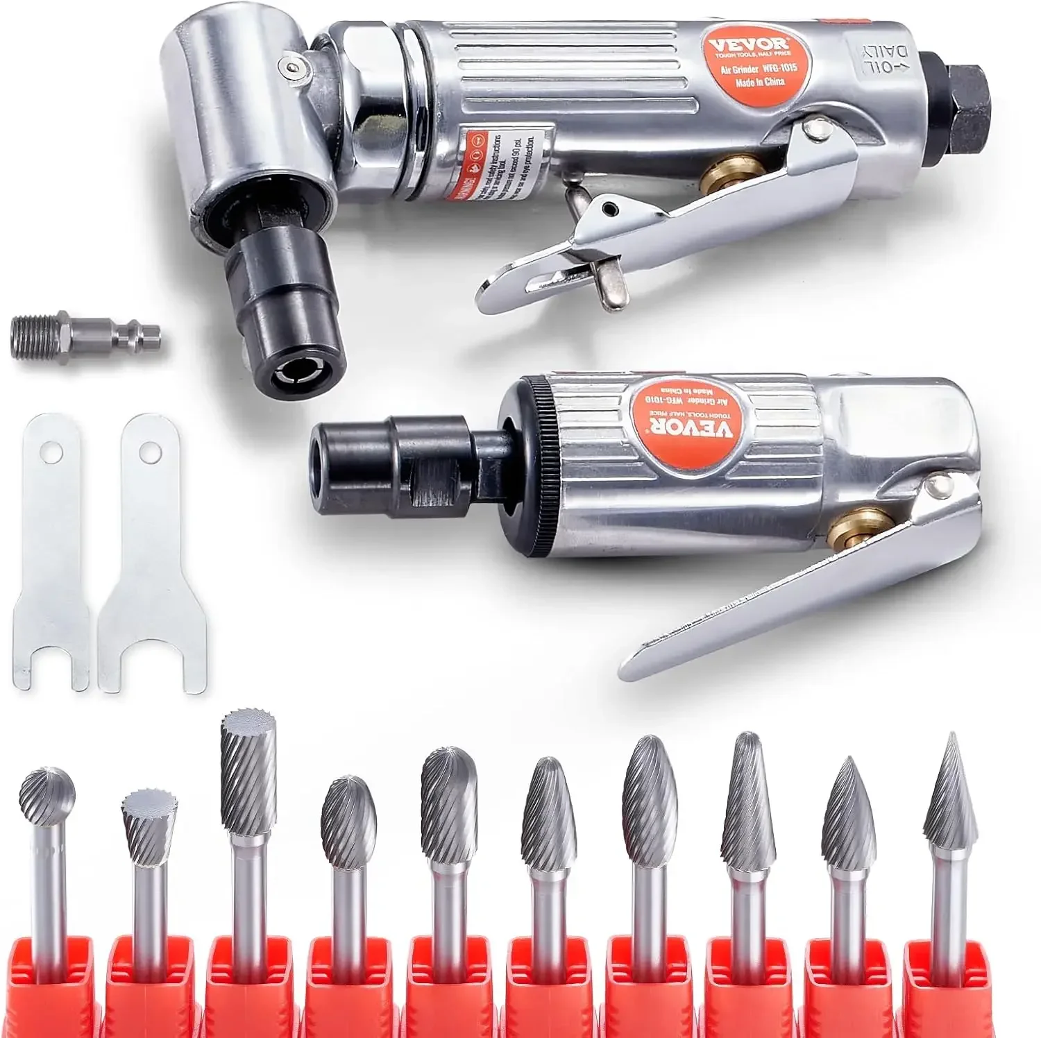 Air Die Grinder Kit, Right Angle Grinder w/Die Grinder Combo & 10PCS Single Cut Carbide Burr Set, Ball Bearing Construction
Air Die Grinder Kit, Right Angle Grinder w/Die Grinder Combo & 10PCS Single Cut Carbide Burr Set, Ball Bearing Construction