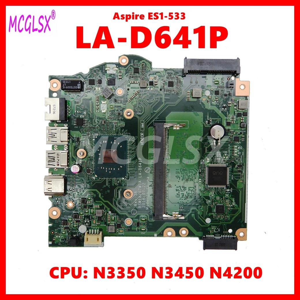 LA-D641P Notebook Mainboard For Acer Aspire ES1-732 ES1-533 Laptop Motherboard With N3350 N3450 N4200 CPU 100% Tested OK
LA-D641P Notebook Mainboard For Acer Aspire ES1-732 ES1-533 Laptop Motherboard With N3350 N3450 N4200 CPU 100% Tested OK