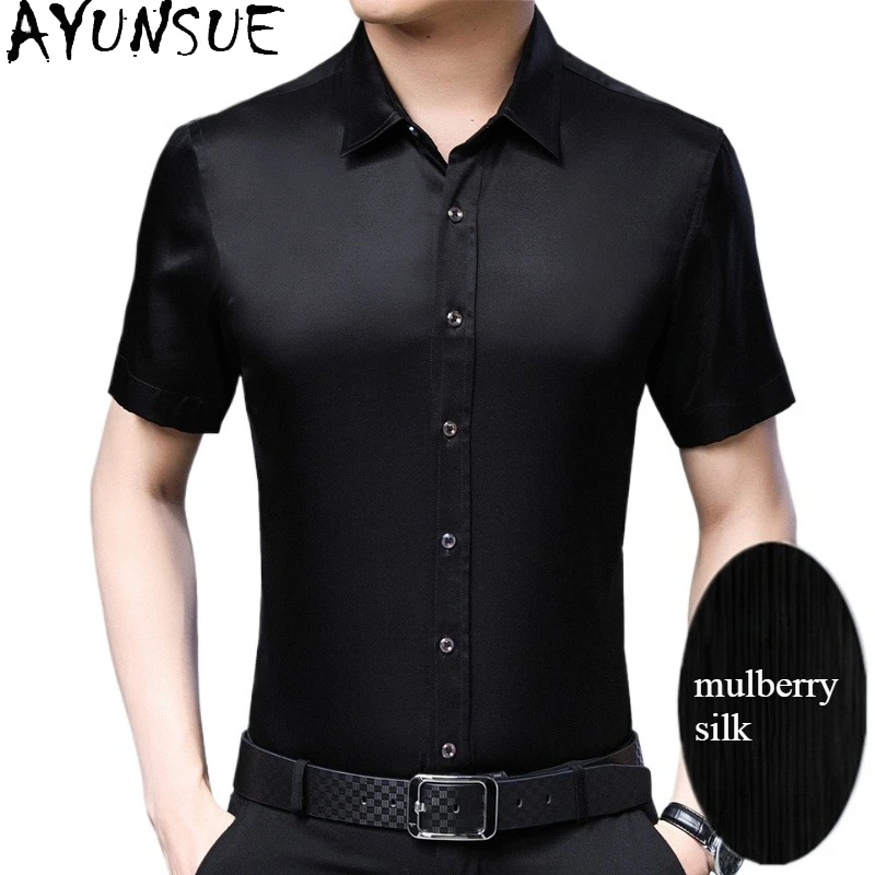 AYUNSUE 95% Mulberry Silk 5% Spandex Short Sleeve Shirt for Man Clothing 2025 Summer Men's Silk Satin Tops Gauze Male's Wear
AYUNSUE 95% Mulberry Silk 5% Spandex Short Sleeve Shirt for Man Clothing 2025 Summer Men's Silk Satin Tops Gauze Male's Wear